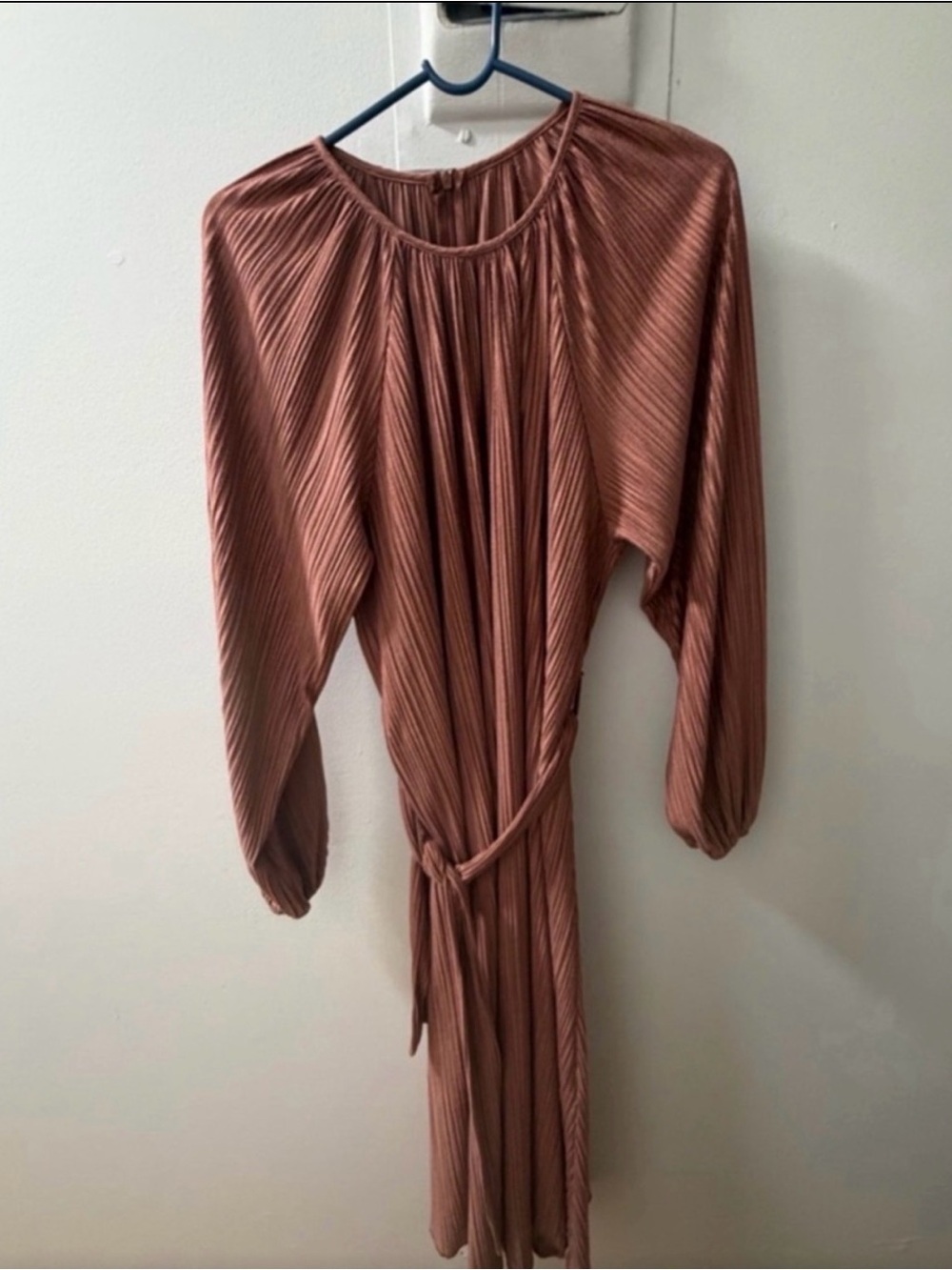 Women's Pleated Midi Dress in Rust - Classic Elegant Style